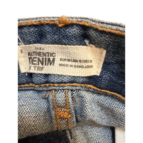 Zara Trafaluc Distressed Side Stripe Denim Mini Skirt Size M, Pre-Owned Good Con - Picture 7 of 8
